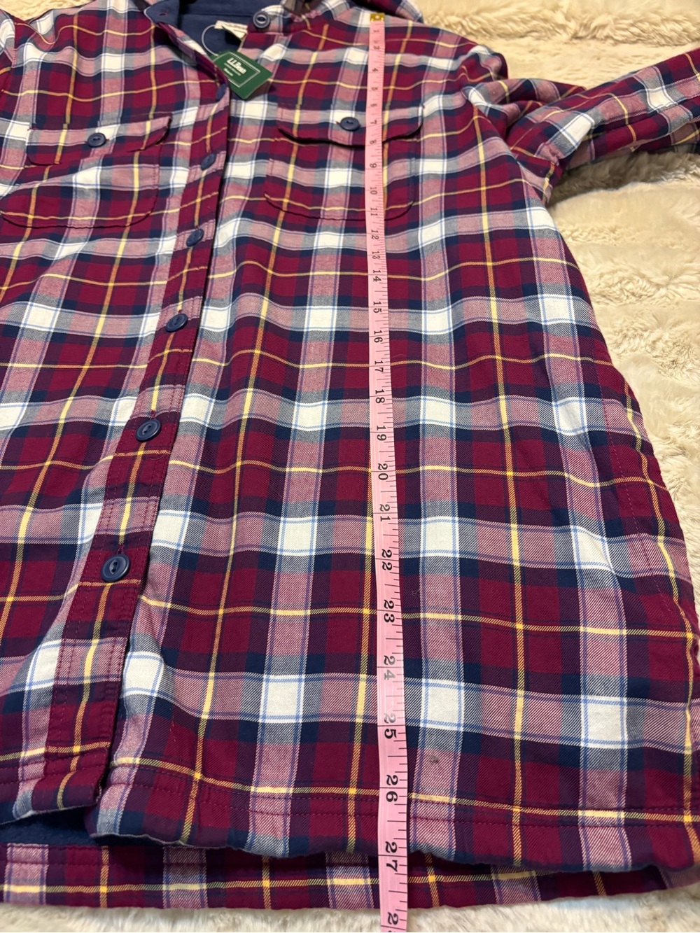 L.L.Bean Women’s S Fleece Lined Flannel Hooded Shirt Jacket Plaid NWT - Picture 6 of 7